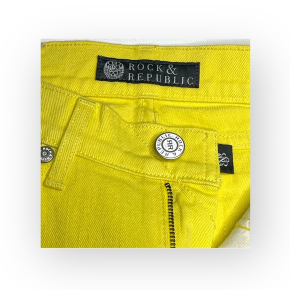 new Rock & Republic ☀︎︎ Swarovski® Crystal Kiedis Stretch Jeans ☀︎ Neon Yellow - Picture 9 of 16